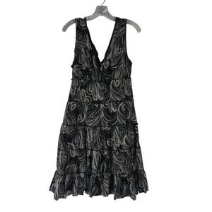 Style & Co Dress Women's XL Black White Sleeveless Tiered Fit & Flare Stretch